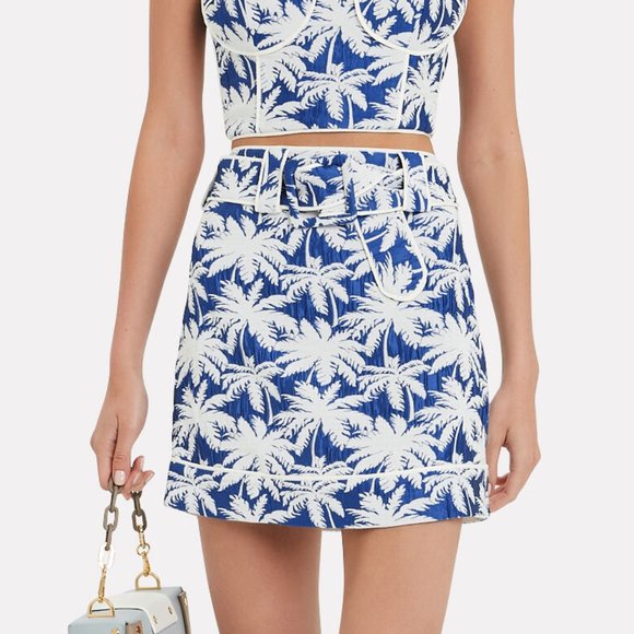 Alexis Lodi Blue and White Palm Jacquard Skirt - Picture 1 of 9
